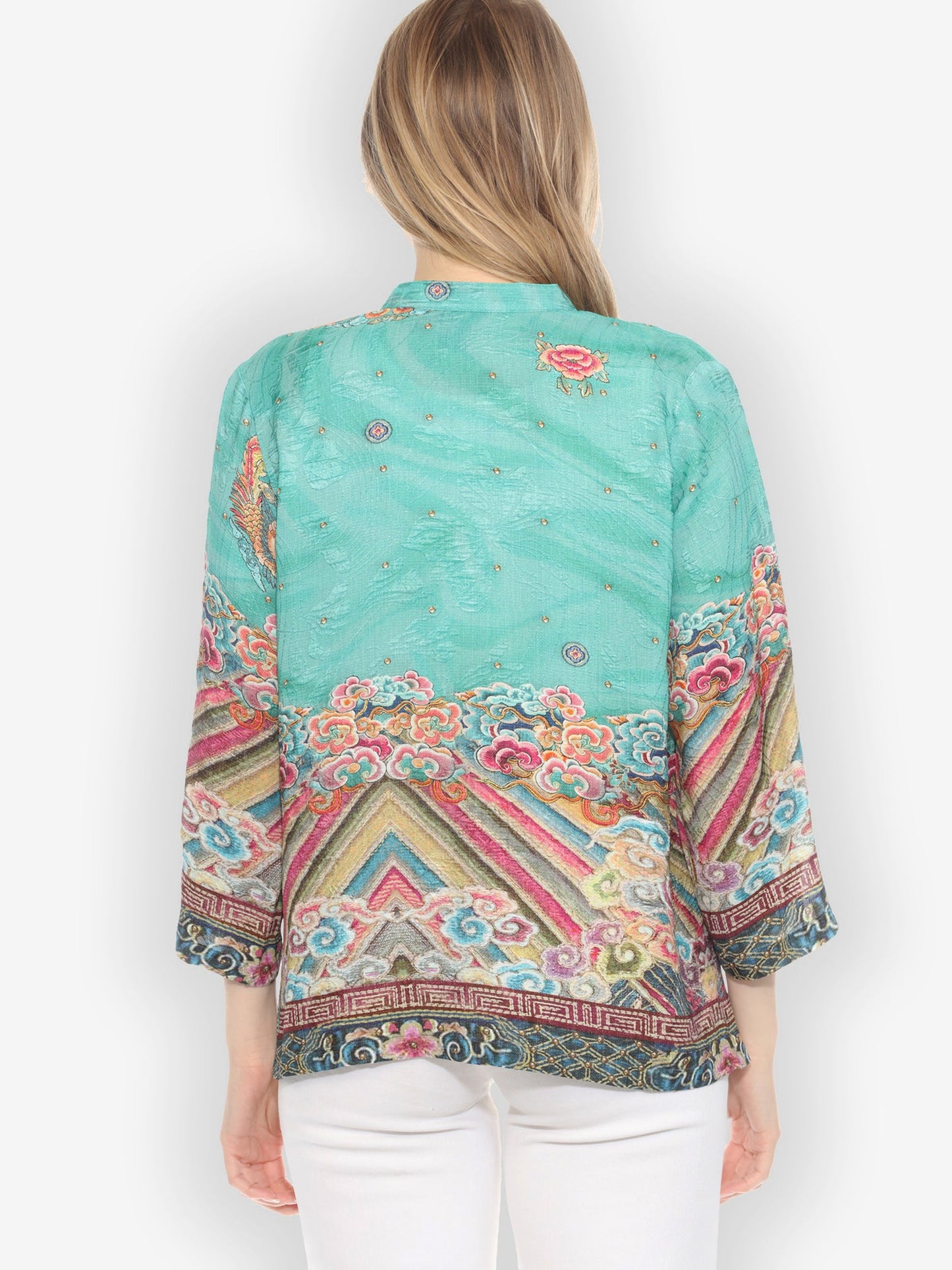 Citron Style Blouse Royal Embroidery Robe Silk Blouse
