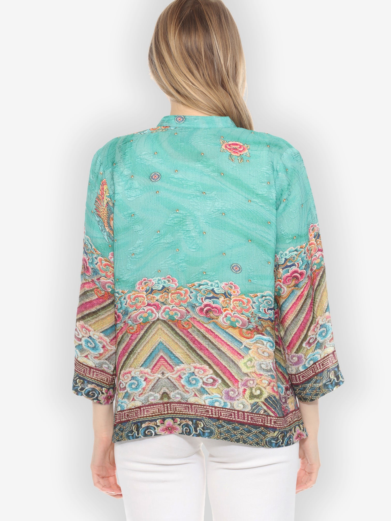 Citron Style Blouse Royal Embroidery Robe Silk Blouse