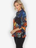 Royal Koi Pond Citron Style Silk Blouse