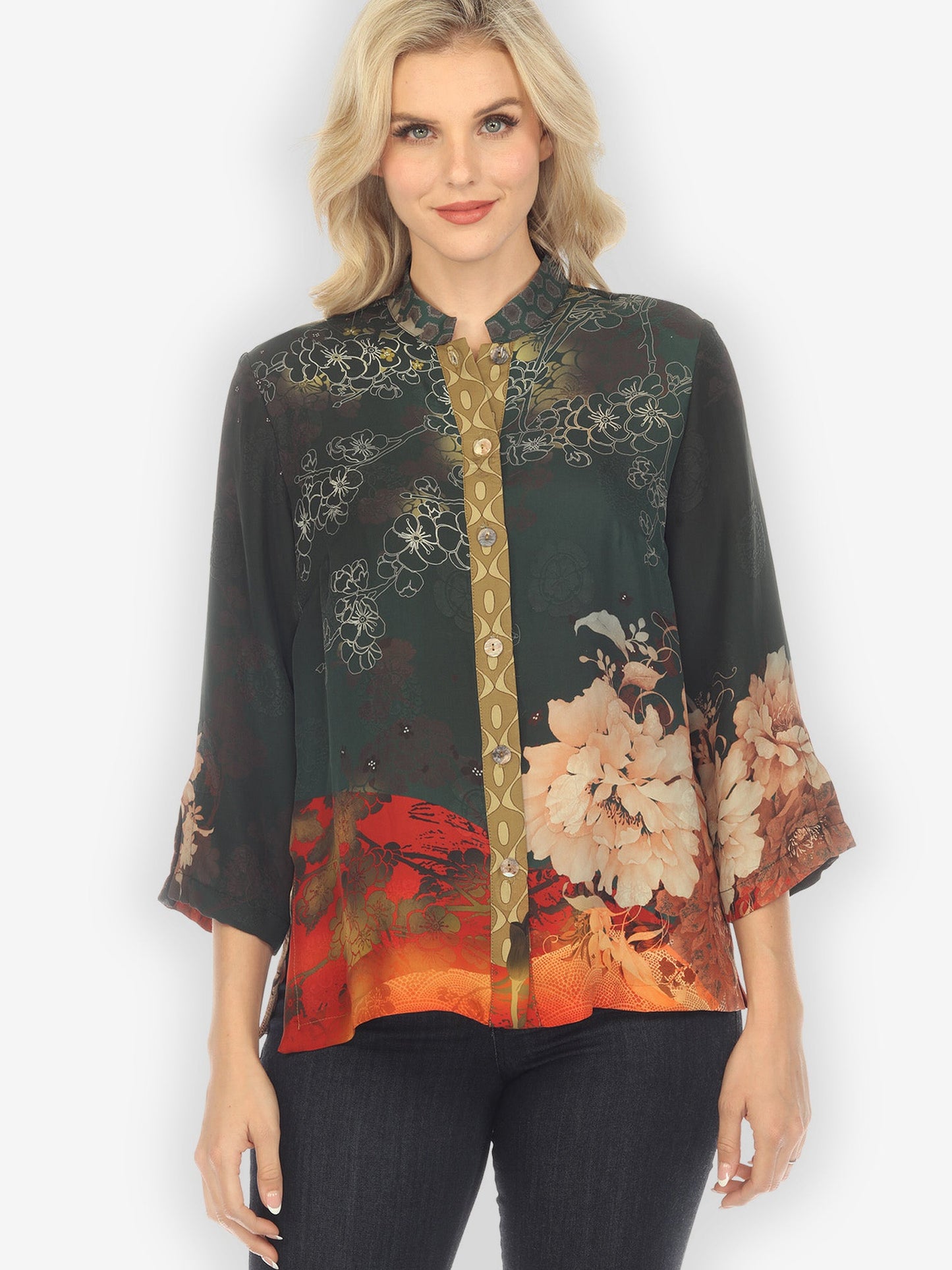 Citron Style Blouse Sunrise and Nature Silk Blouse