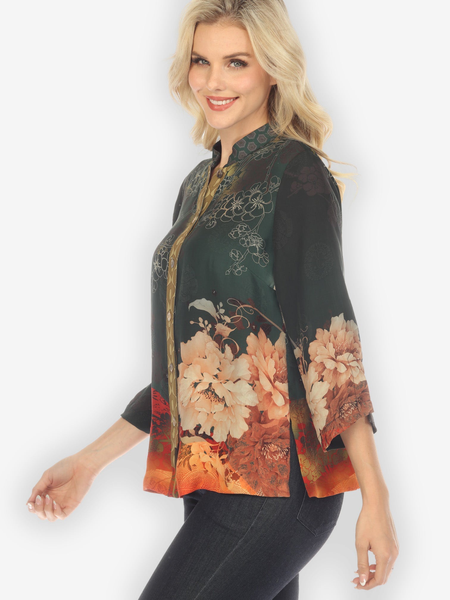 Citron Style Blouse Sunrise and Nature Silk Blouse