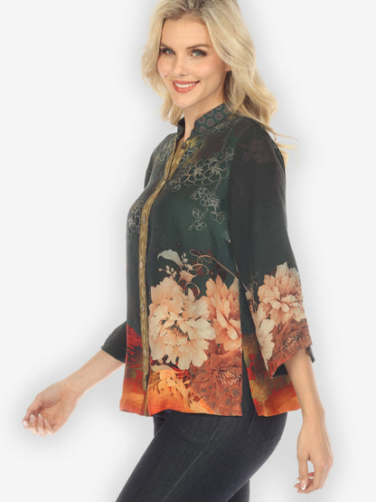 Citron Style Blouse Sunrise and Nature Silk Blouse