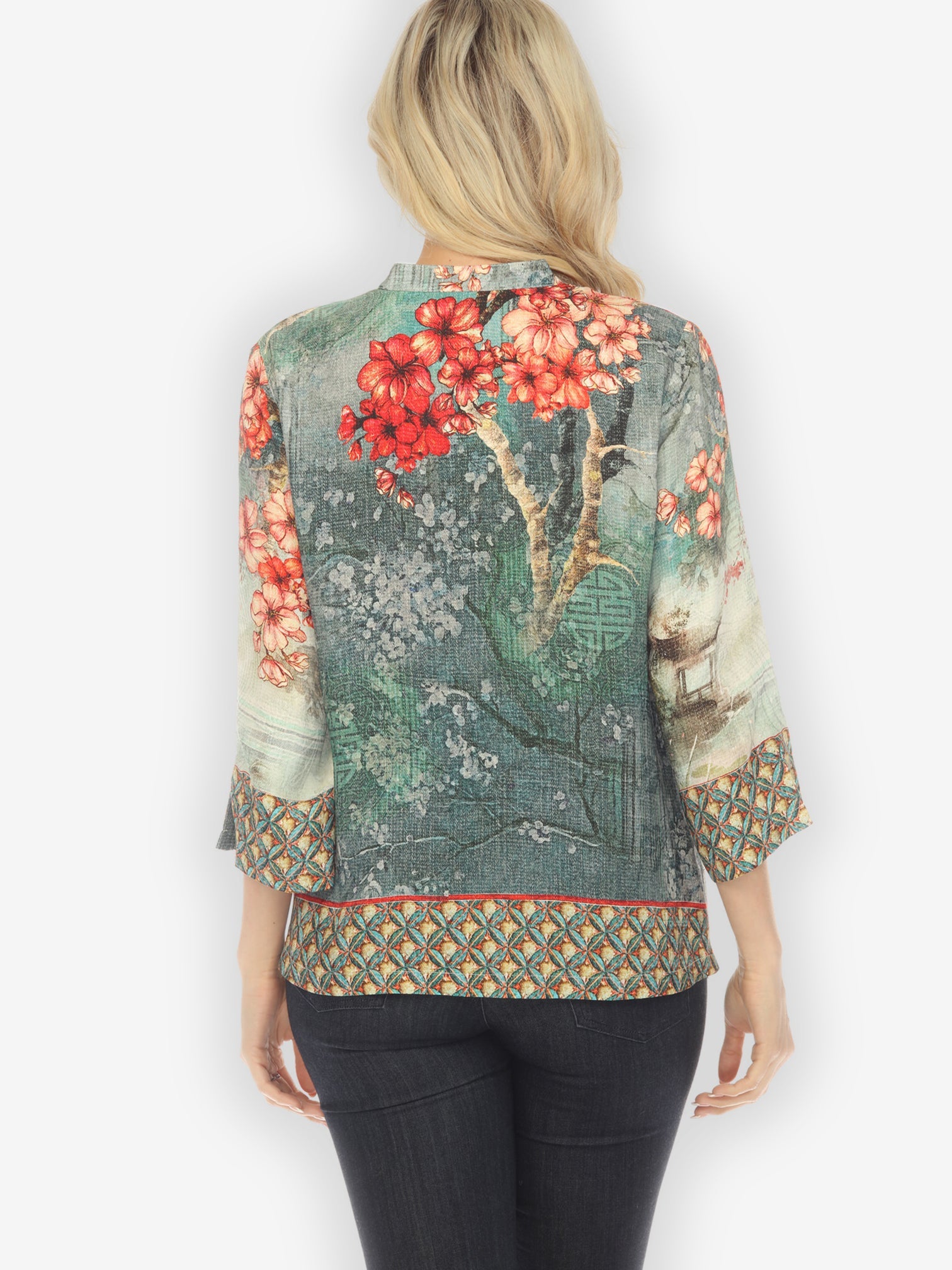 Citron Style Blouse Summer Blossom Silk Blend Classic Blouse