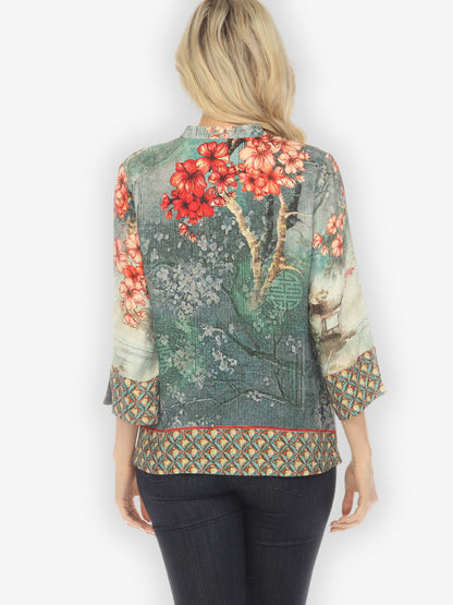 Citron Style Blouse Summer Blossom Silk Blend Classic Blouse