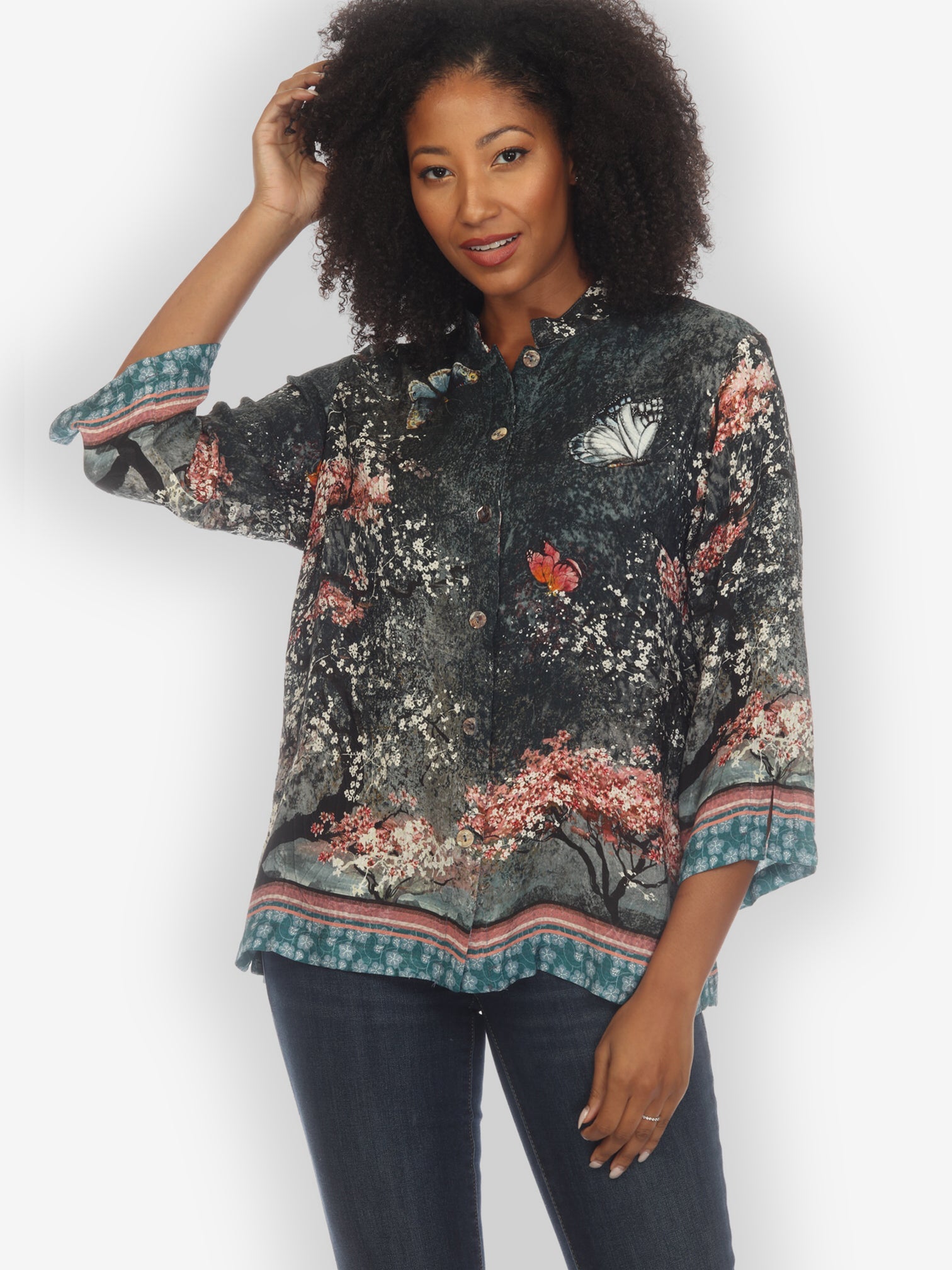 Classic Citron Style Blouse Sakura Night Silk Blouse