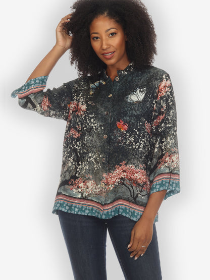 Classic Citron Style Blouse Sakura Night Silk Blouse
