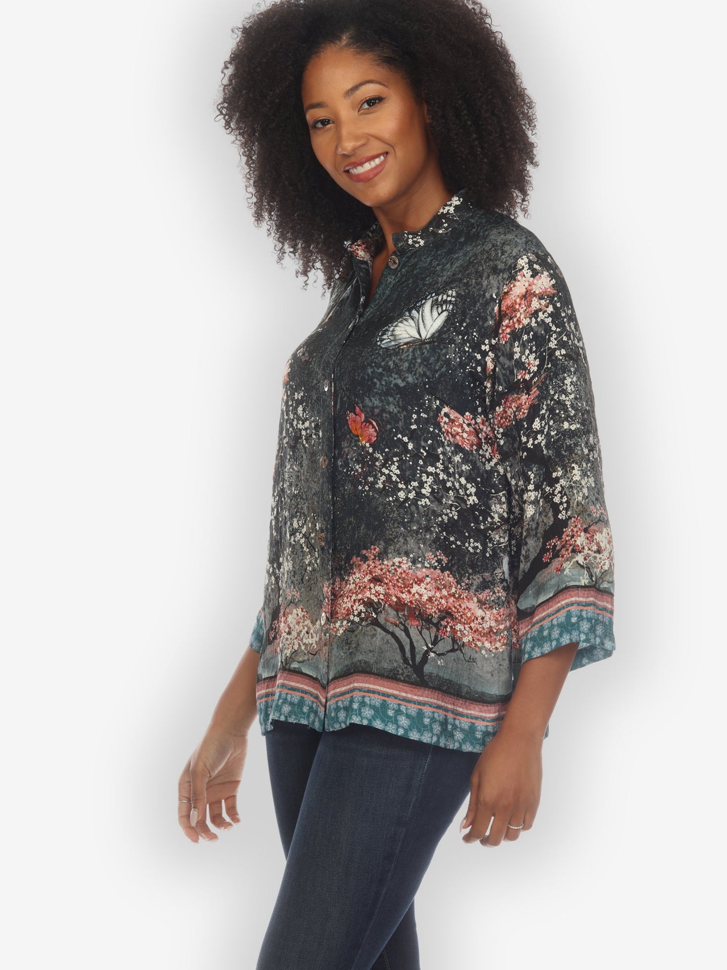 Classic Citron Style Blouse Sakura Night Silk Blouse