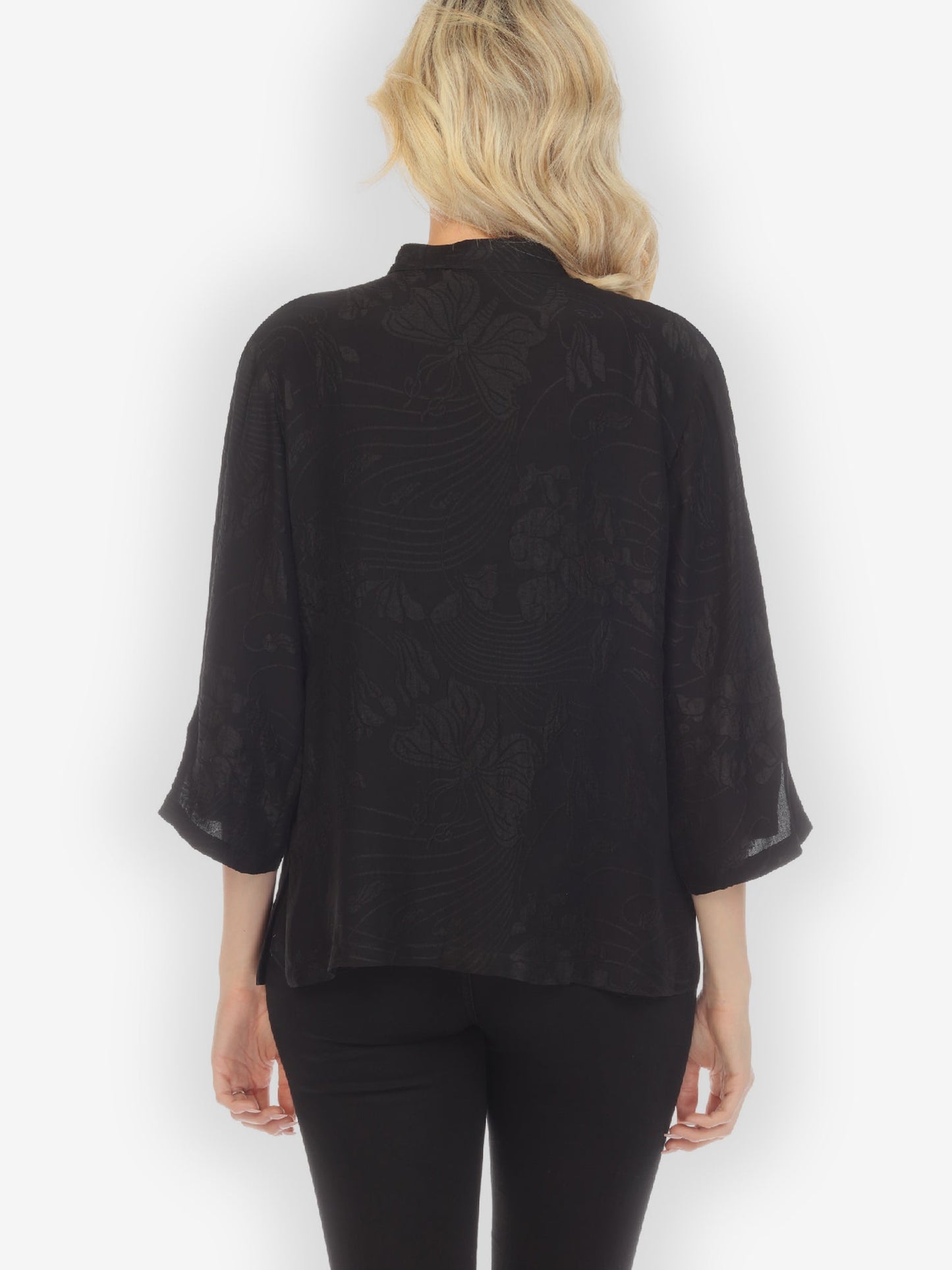 Classic Citron Style Blouse Solid Silk Black Blouse