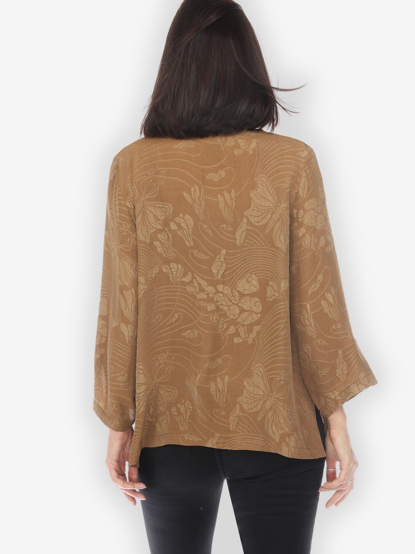 Citron Style Blouse Solid Bronze Silk Blouse
