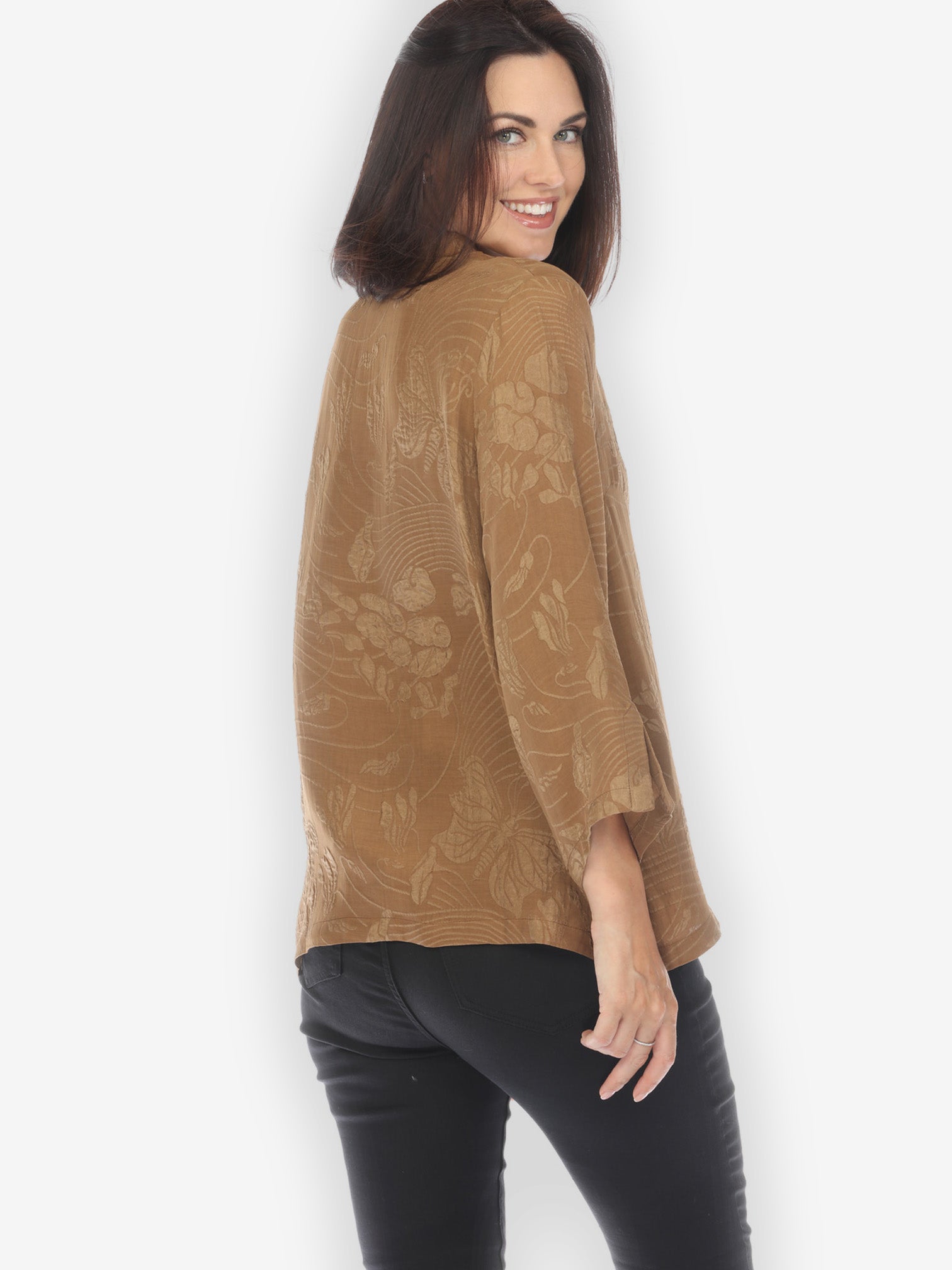 Citron Style Blouse Solid Bronze Silk Blouse