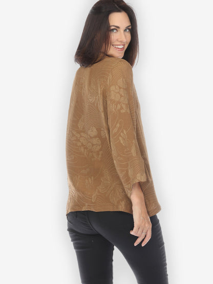 Citron Style Blouse Solid Bronze Silk Blouse