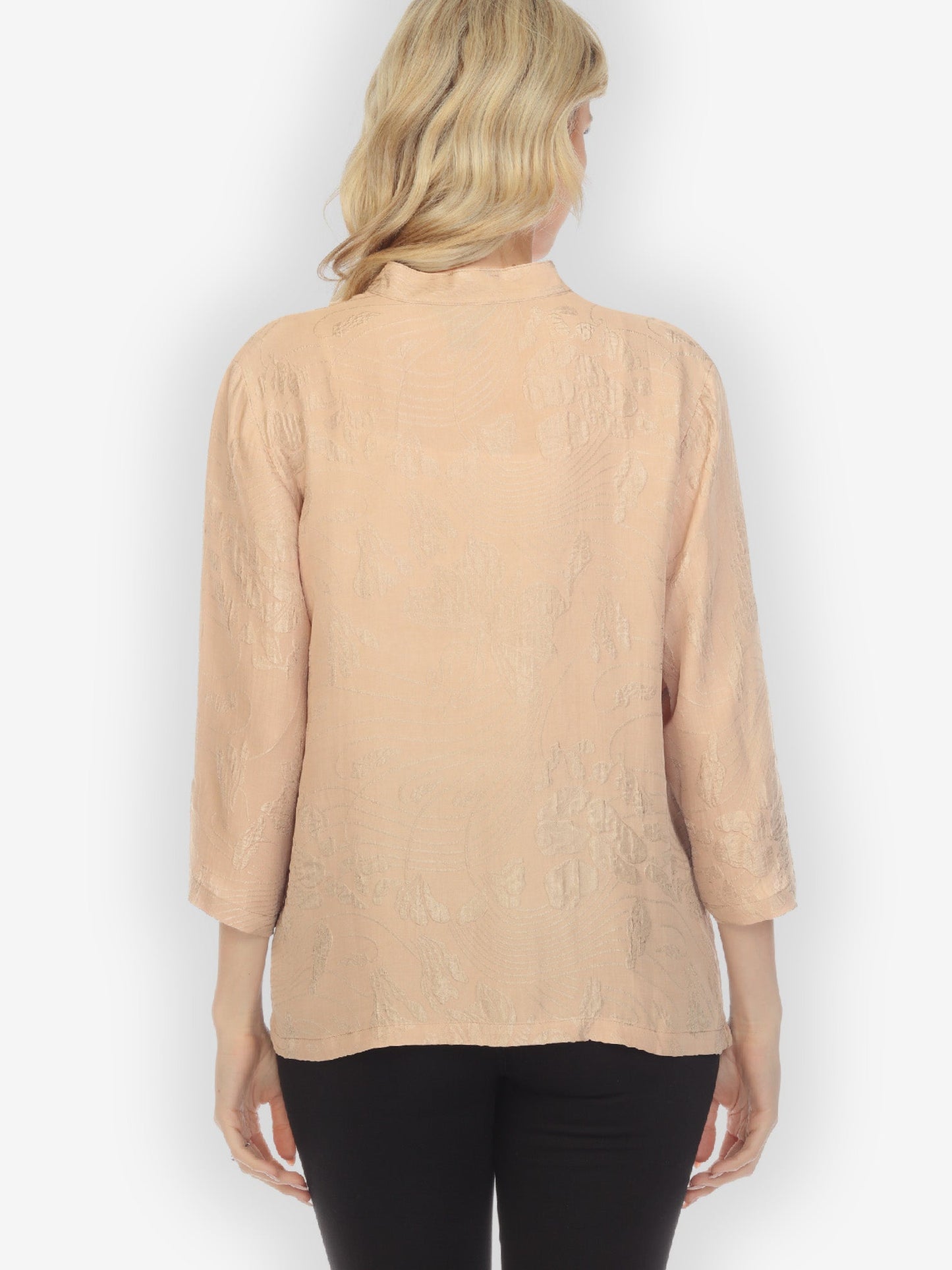 Classic Citron Style Blouse Solid Caramel Silk Blouse