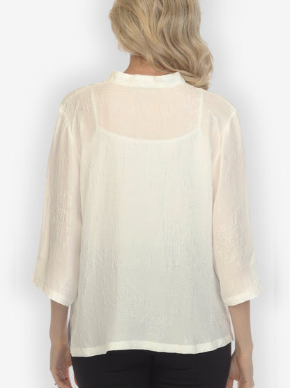Classic Citron Style Blouse Solid White Silk Blouse