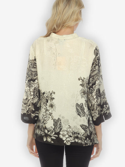 Classic Citron Style Blouse Tasteful Butterfly Art Silk Blouse