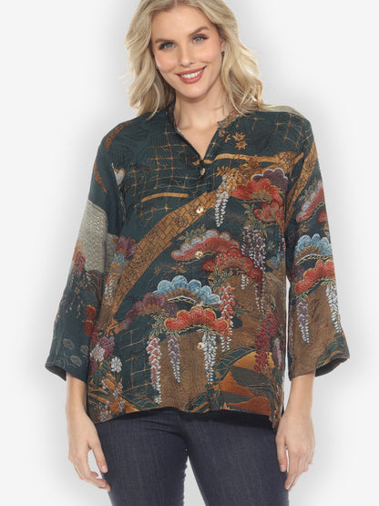 Citron Style Blouse Tapestry Wisteria Silk Blouse