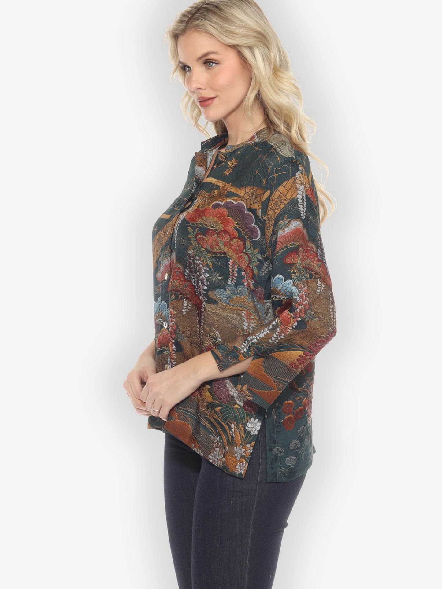 Citron Style Blouse Tapestry Wisteria Silk Blouse