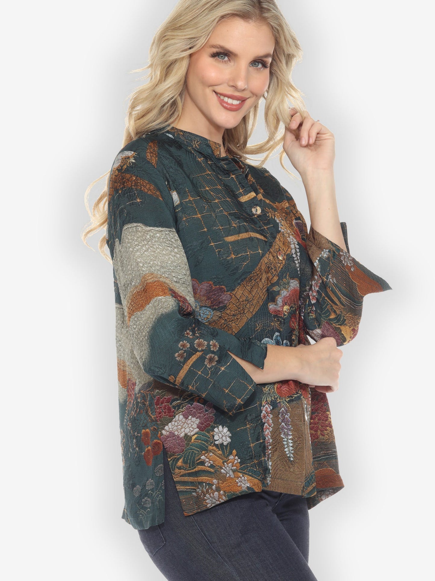 Citron Style Blouse Tapestry Wisteria Silk Blouse