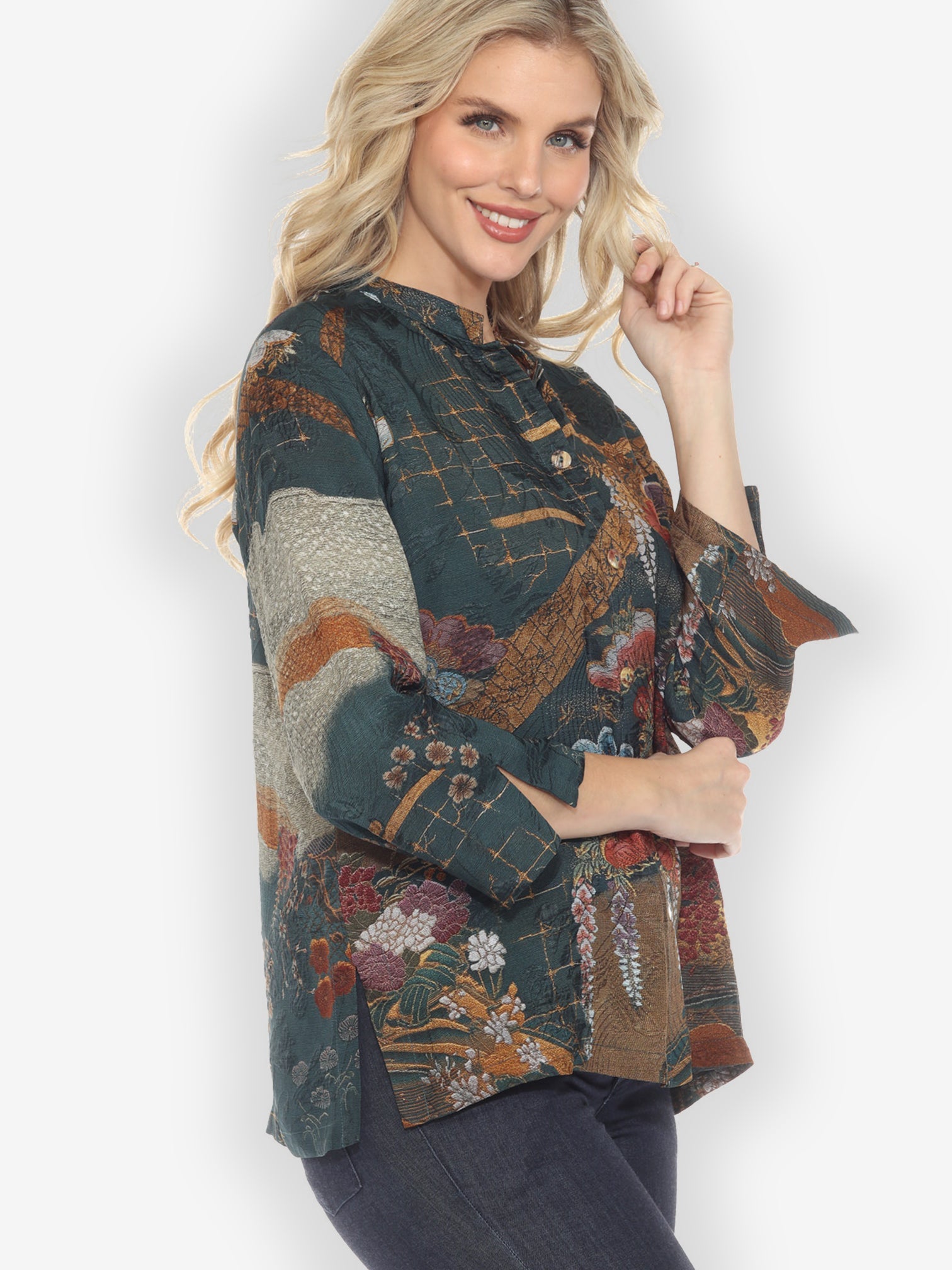 Citron Style Blouse Tapestry Wisteria Silk Blouse