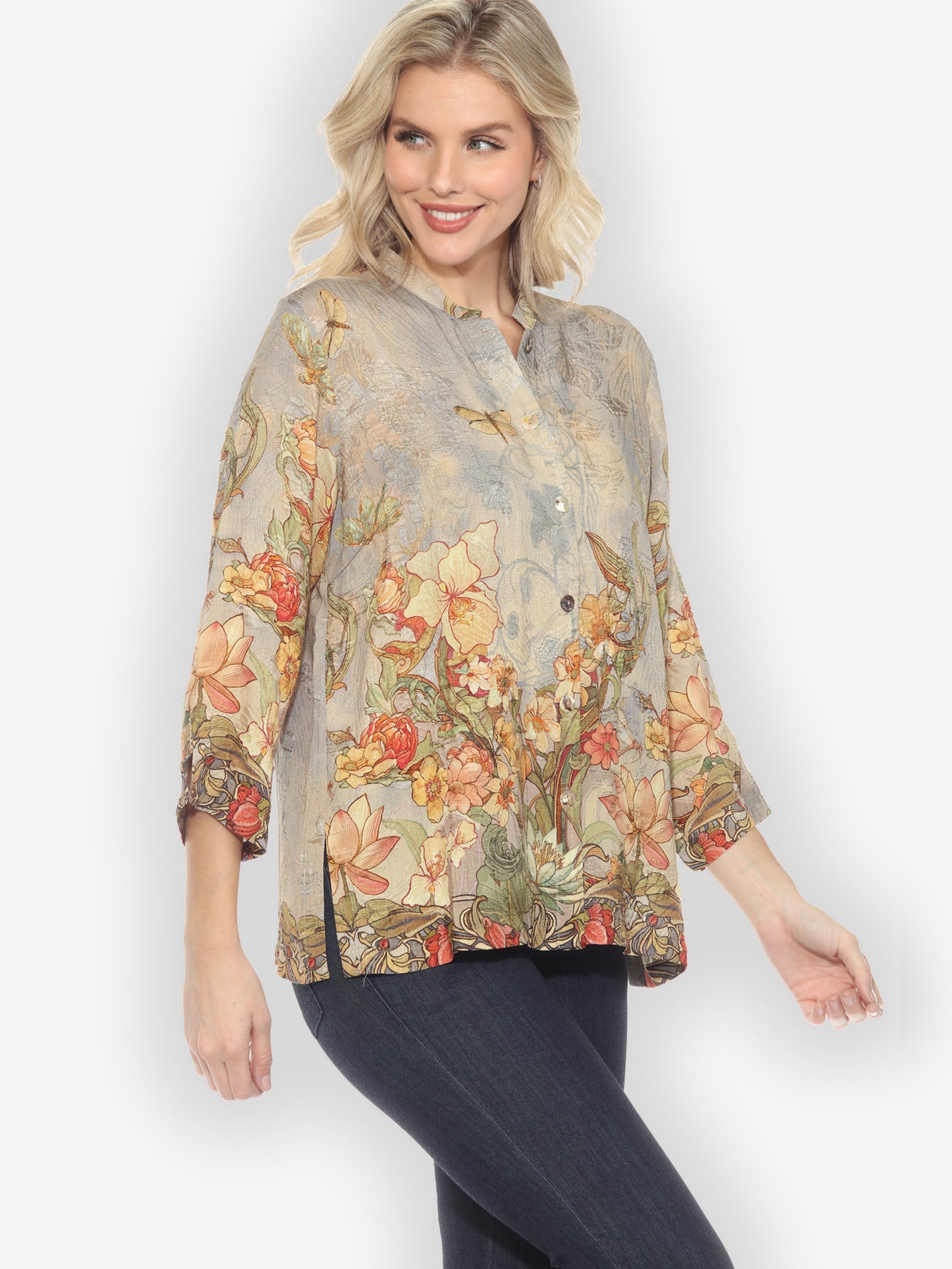 Citron Style Blouse Vintage Art Nouveau Silk Blouse
