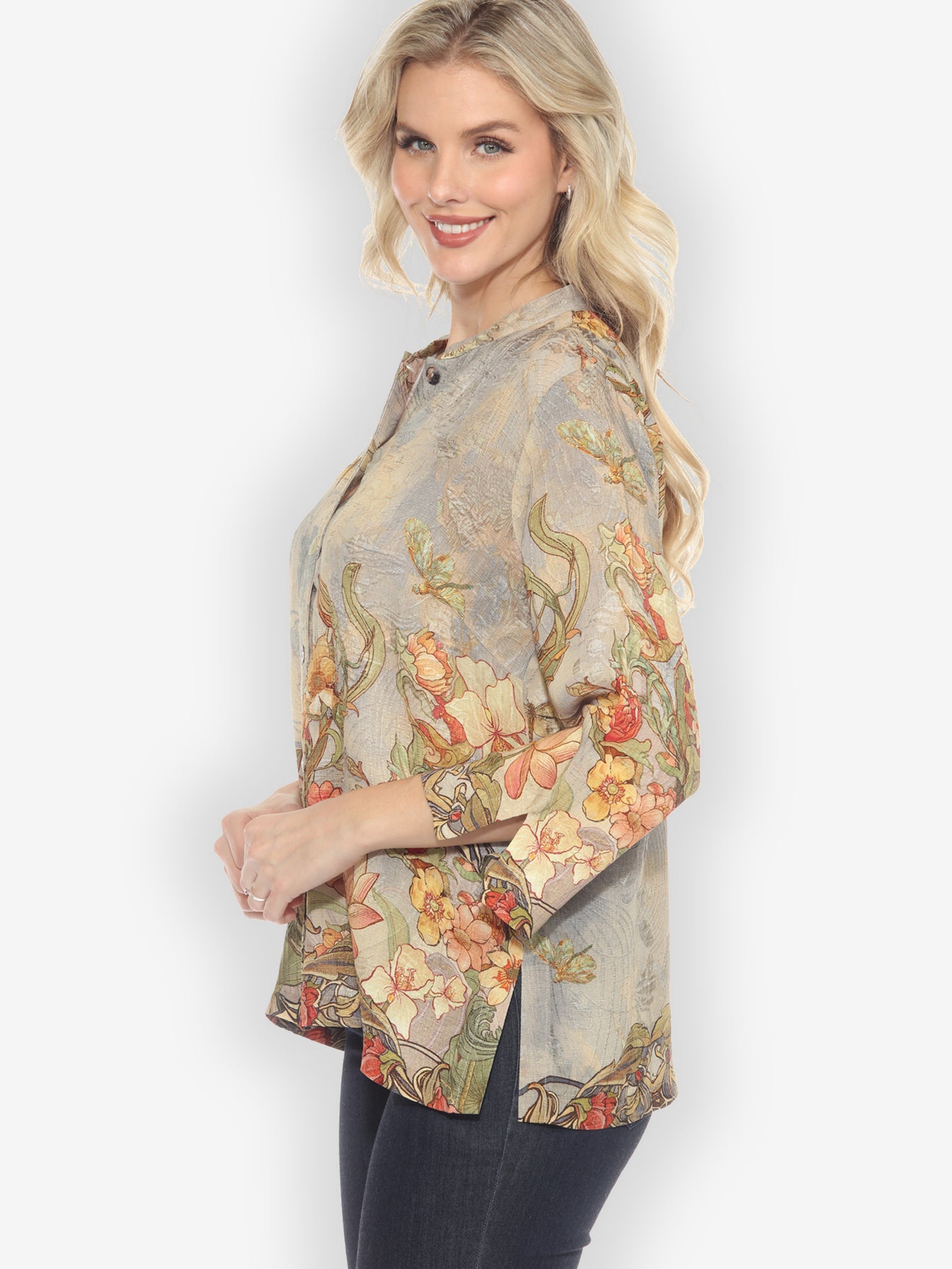 Citron Style Blouse Vintage Art Nouveau Silk Blouse