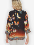Vintage Butterfly Citron Style Silk Blouse