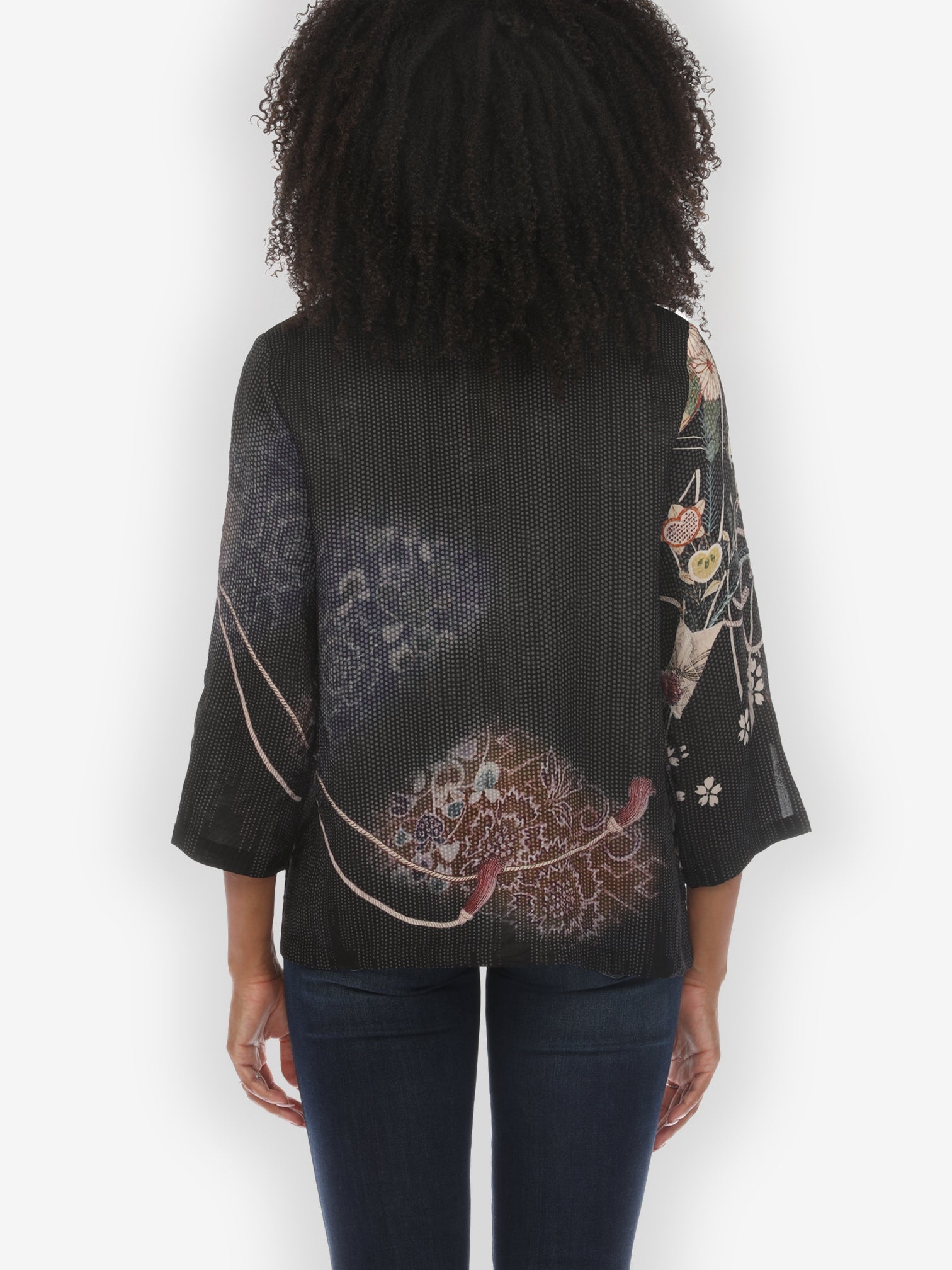 Citron Style Blouse Vintage Kimono Art Silk Blouse