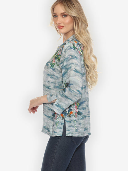 Citron Style Blouse Water and Koi Classic Citron Silk Blouse