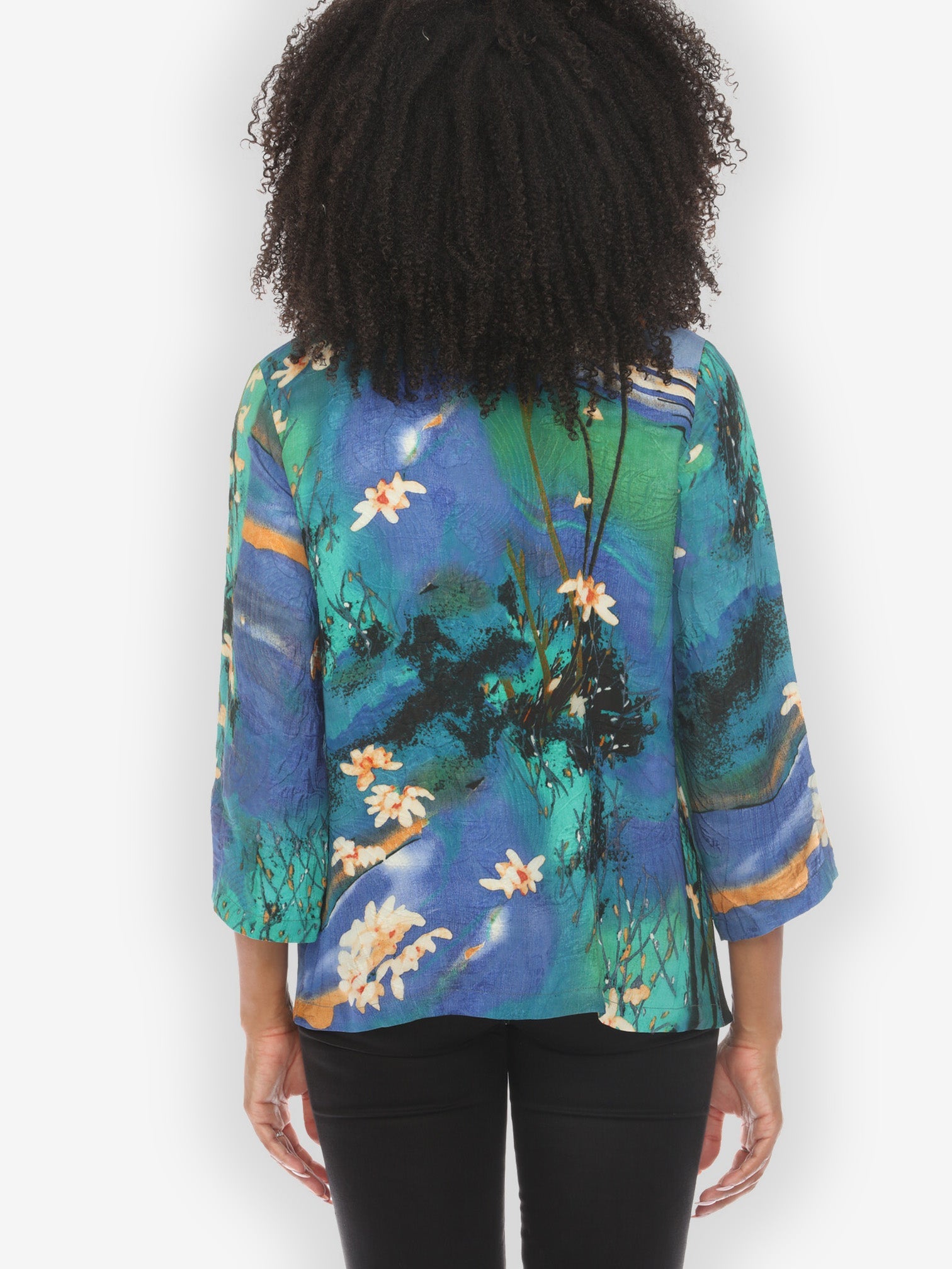 Citron Style Blouse Water Color Blossom Silk Blouse