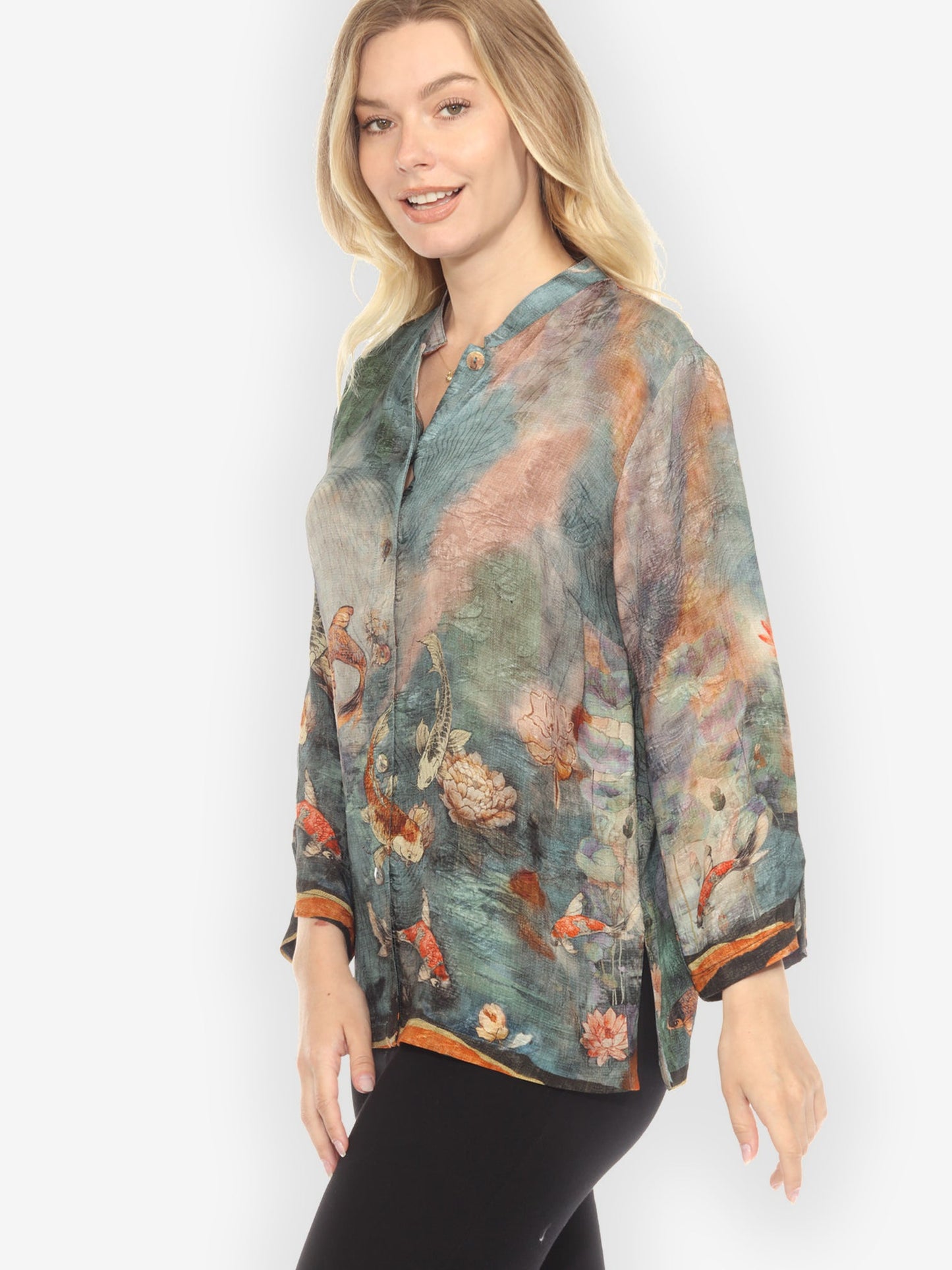 Citron Style Blouse Watercolor Koi Silk Blouse
