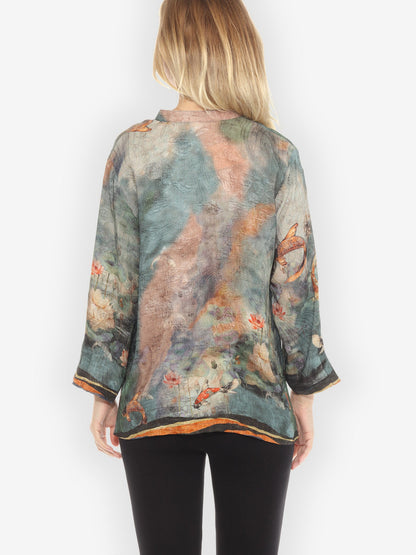 Citron Style Blouse Watercolor Koi Silk Blouse