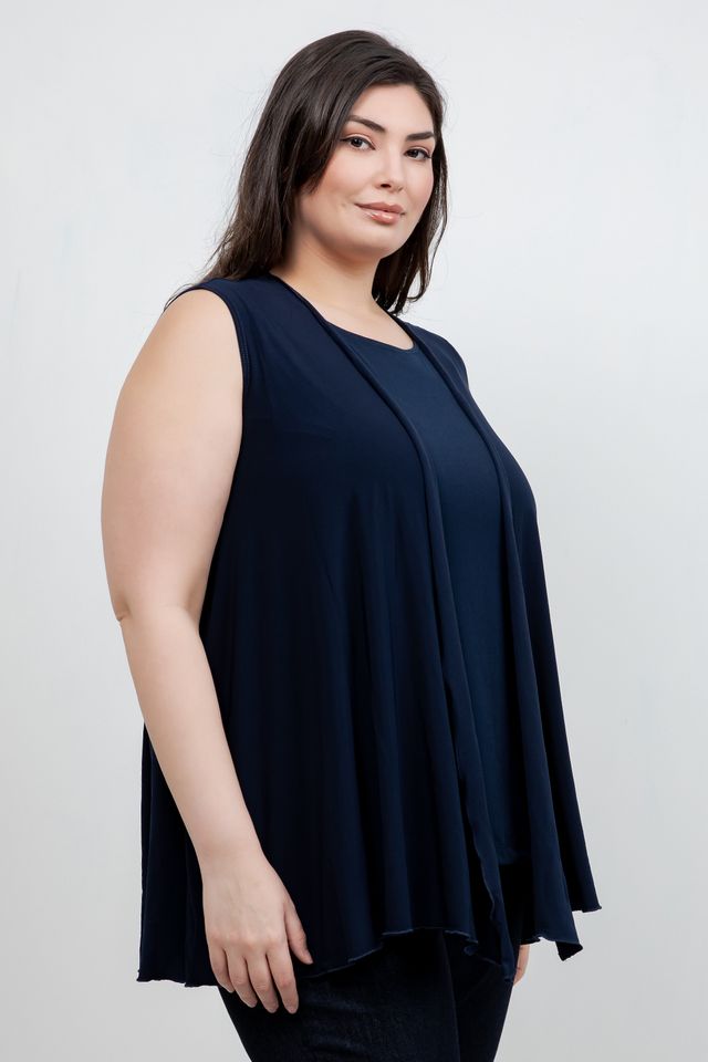 Jackets Vikki Vi Navy Jersey Swing Vest