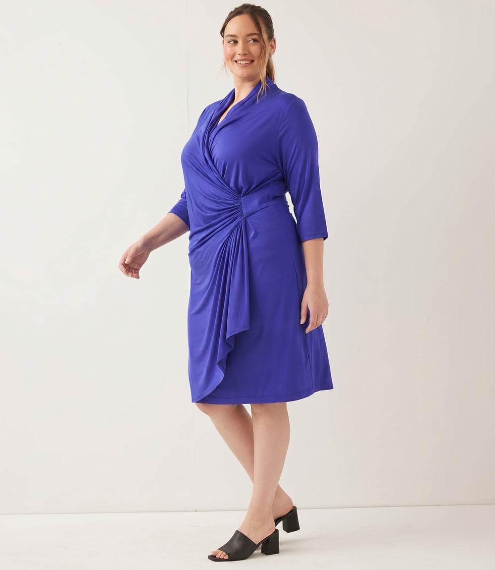 dress 3/4 Sleeve Cascade Wrap Dress