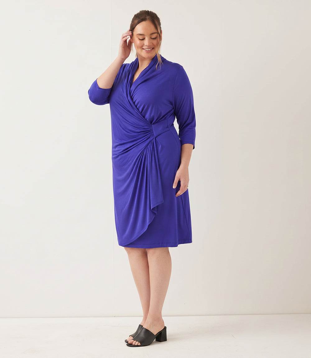dress 3/4 Sleeve Cascade Wrap Dress