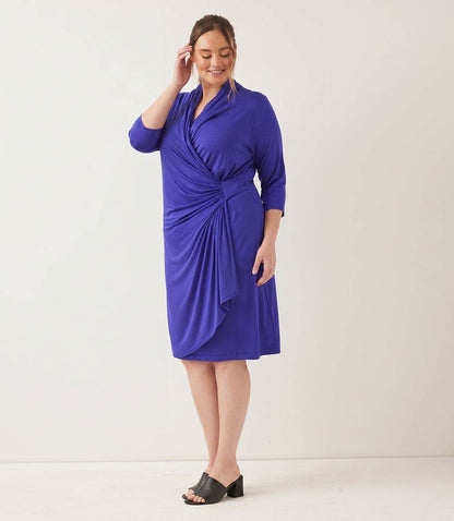 dress 3/4 Sleeve Cascade Wrap Dress