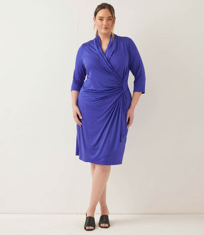 dress 3/4 Sleeve Cascade Wrap Dress