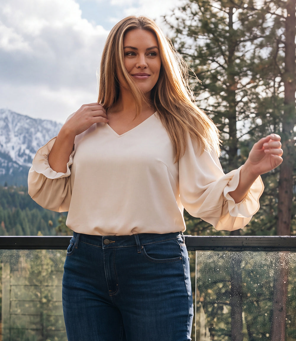 top Layered Sleeve Asymmetric Top