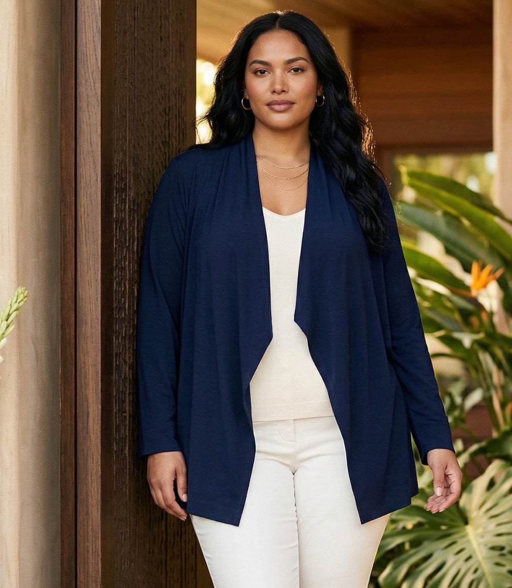 sweater Plus Size Drape Travel Jersey Cardigan