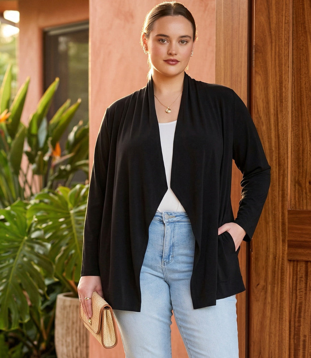 sweater Plus Size Drape Travel Jersey Cardigan