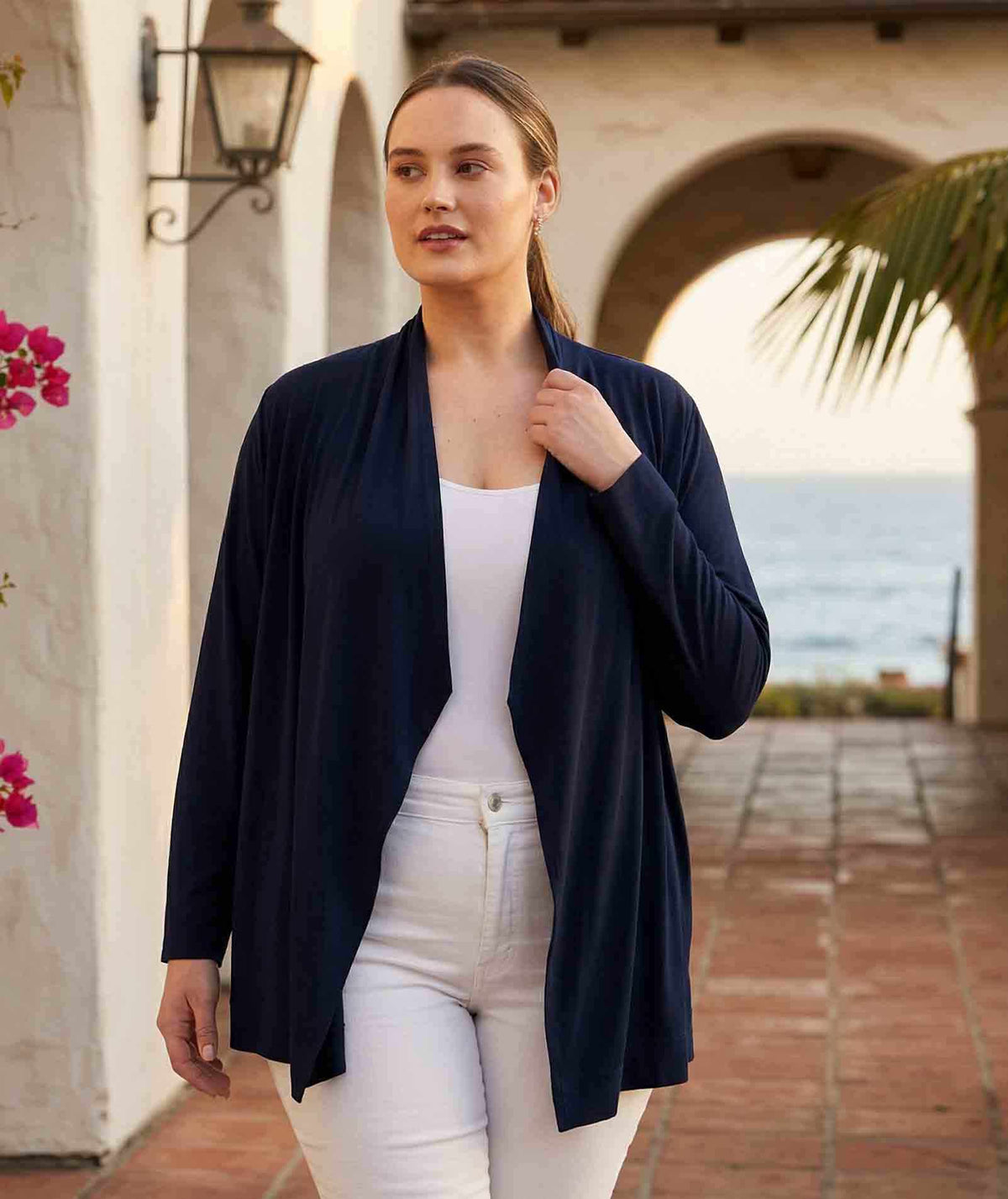 sweater Plus Size Drape Travel Jersey Cardigan