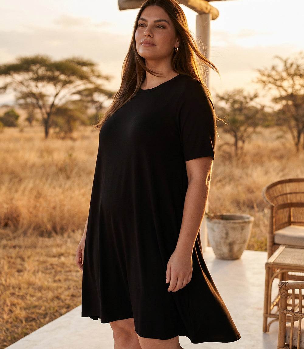 dress Plus Size Short Sleeve A-Line Dress