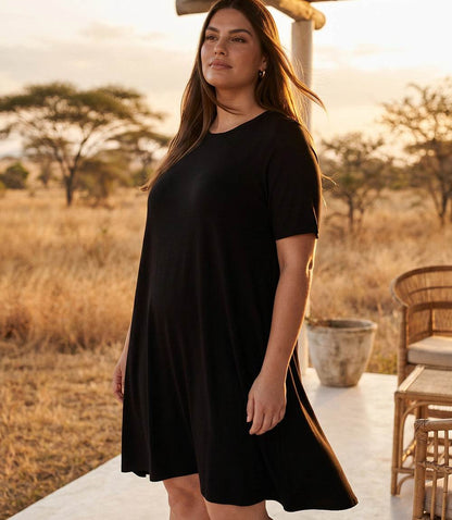 dress Plus Size Short Sleeve A-Line Dress