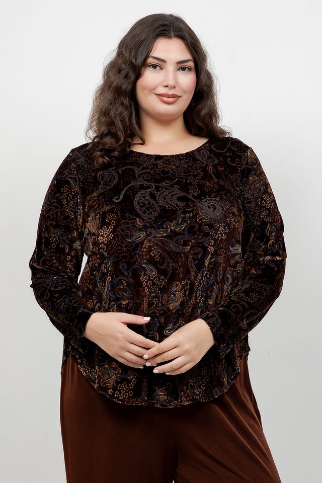 Karen Kane 3/4 Sleeve Velvet Paisley Tunic