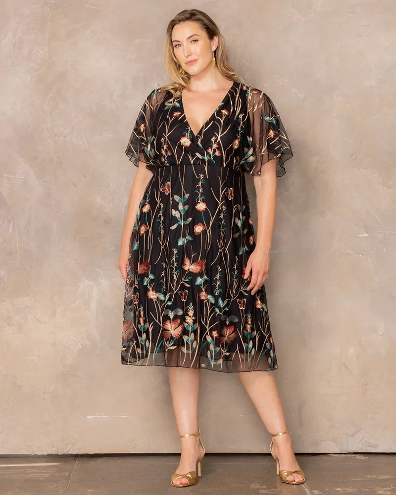 Dresses Sonnet Embroidered Midi Cocktail Dress