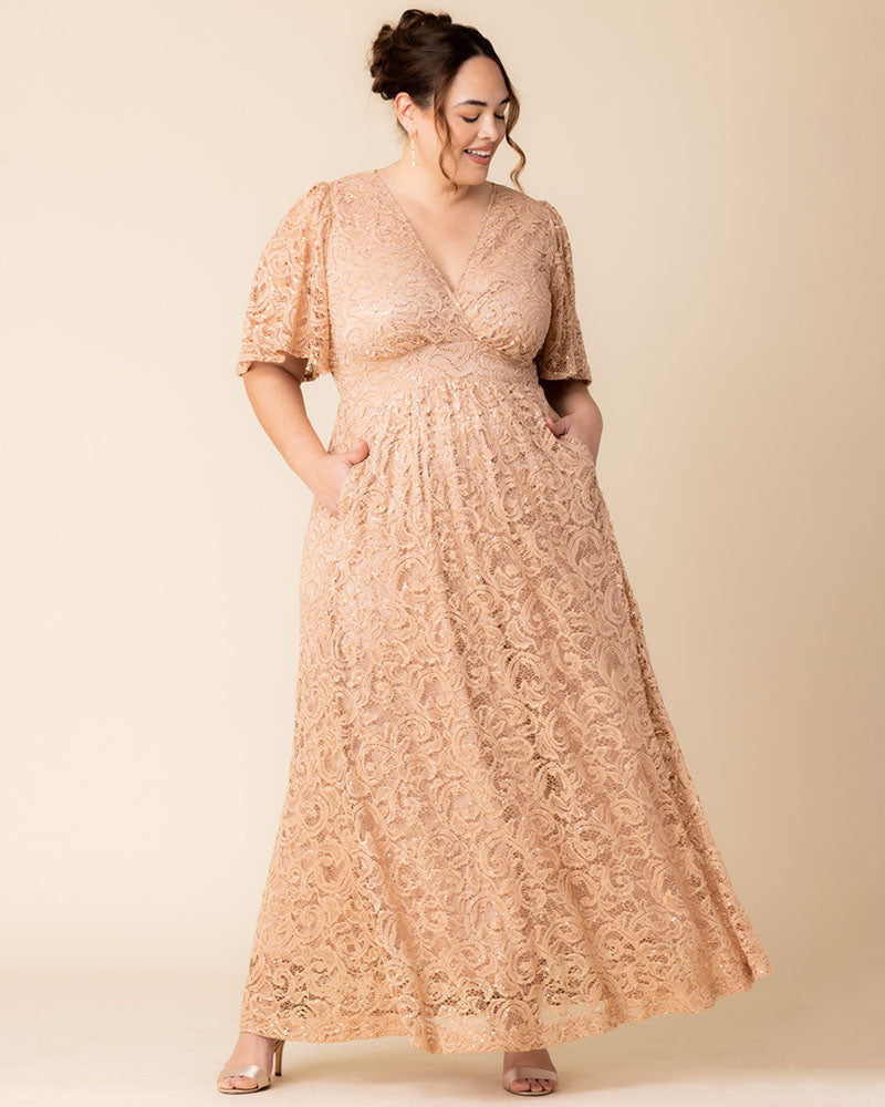plus size sequined lace dress Kiyonna Women's Plus Size Cosmopolitan Sequin Lace Cocktail Dress, 2X