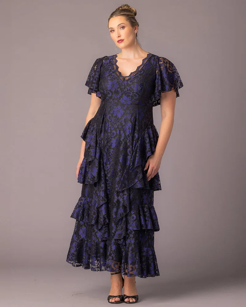 Mon Ange Tiered Lace Evening Gown