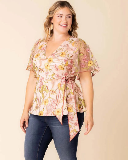 Tops Rosalie Embroidered Wrap Top