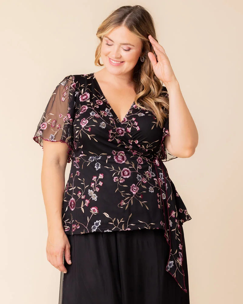 Tops Rosalie Embroidered Wrap Top
