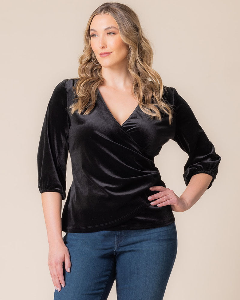 Tops Odette Velvet Faux Wrap Top