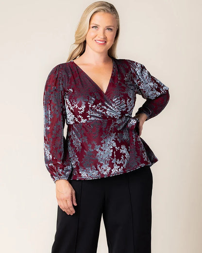 Tops Loretta Long Sleeve Velvet Wrap Top