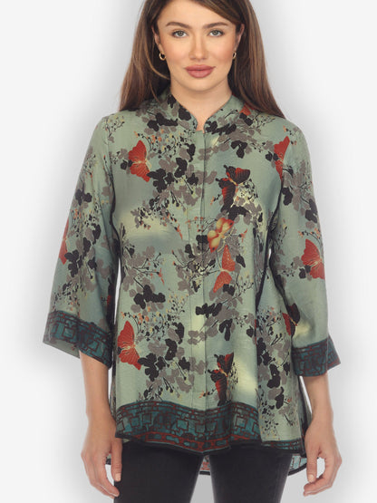 Jackets Butterfly Clouds Border Tummy Tuck Blouse
